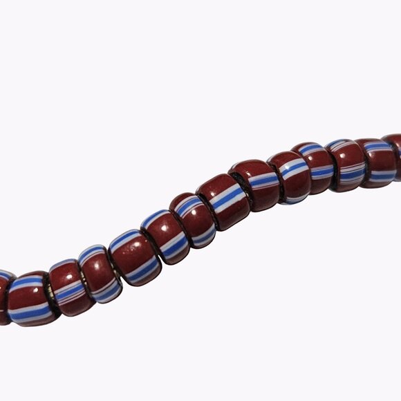 Boho Red White Blue Beaded Rope Necklace Patriotic Fourth of July  Jewelry Women - Picture 3 of 5